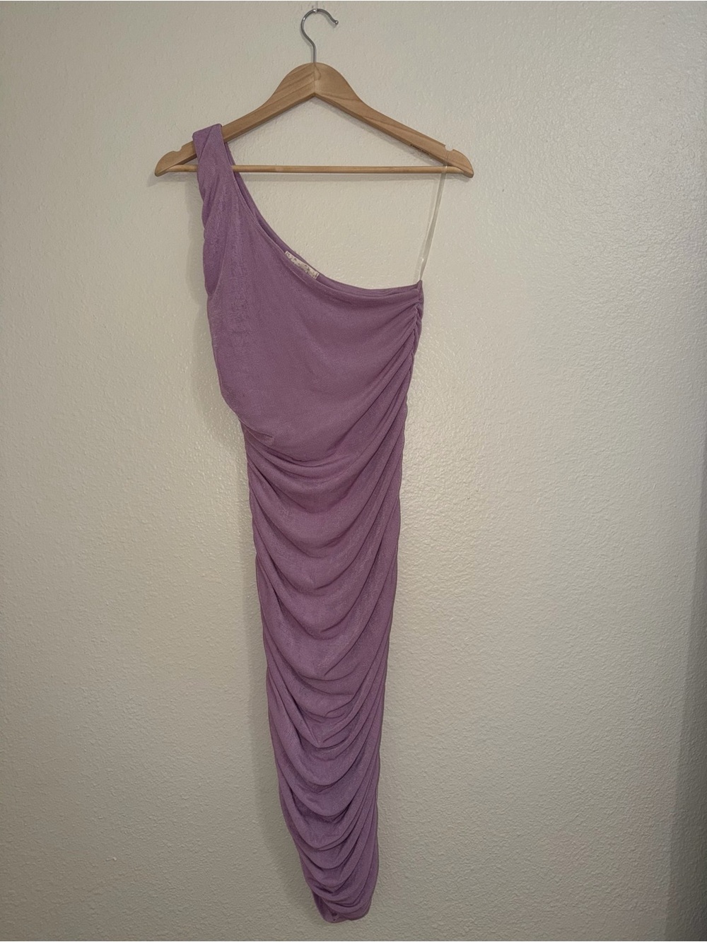 Asymmetric One-Shoulder Ruched Lavender Dress